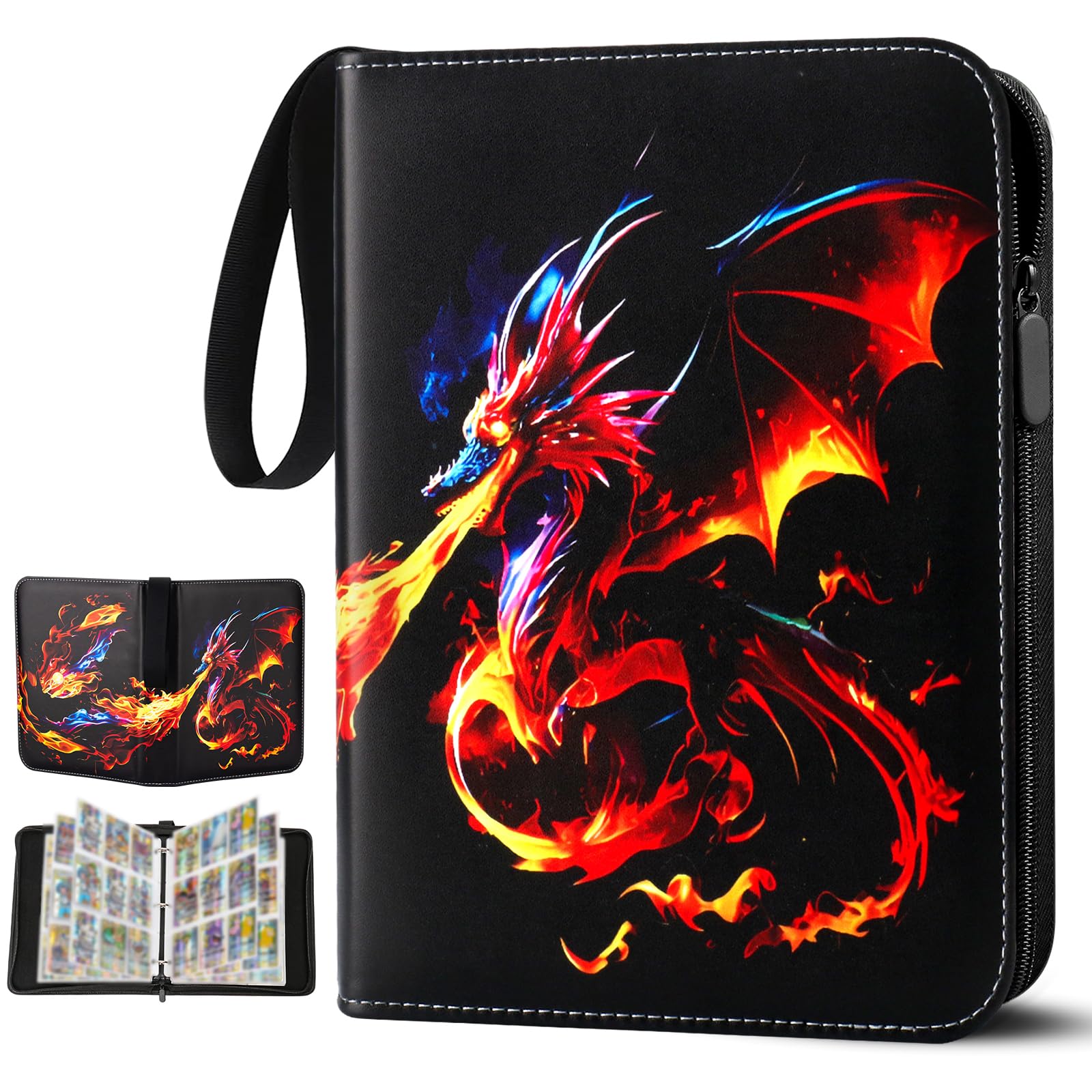Trading Card Binder 9 Pockets with Zippe, 50 Pages Removable Sleeves Holds Up to 900 Pockets, Card Album Folder for Game Card Collection