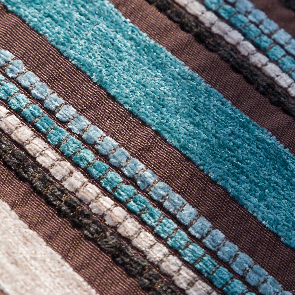 2 Packs Cushion Cover Throw Pillow Sham Chenille Pillow Case Blue Rainbow-Like Stripe Design Home Decor 18