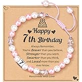 HGDEER 1-8 Year Old Birthday Gifts for Girl, Adjustable Pink White Pearl Bracelet for Daughter Niece Granddaughter Girls