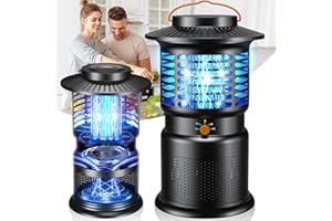 GTERT 4-in-1 Mosquito Trap & Bug Zapper, Portable Rechargeable Fly Zappers with 10000mAh Battery, Bug Zapper Indoor with Silent Wind Suction, Auto On/Off Zapper Outdoor