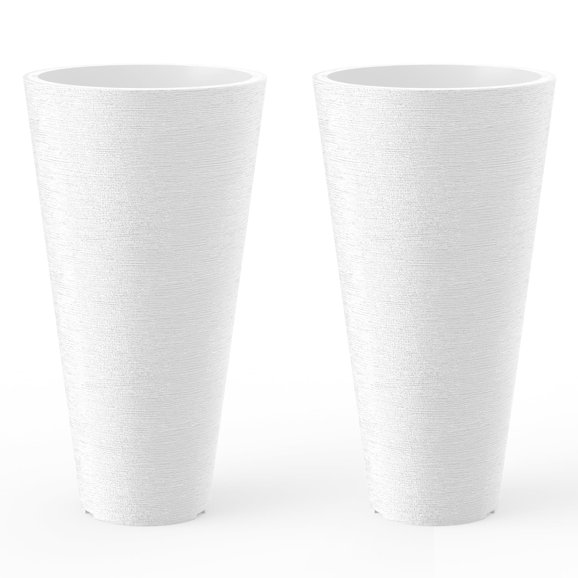 Kante Tall Round Planter Set of 2, 23 Inch Tall Decorative Planter Pots for Outdoor Indoor Garden Patio Front Porch (White) Image