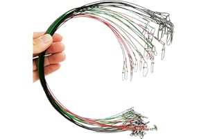 DRCHOER 30Pcs Fishing Wire Leaders,100LB 19Inch Stainless Steel High Strength Fishing Line Leaders with Swivels and Snaps,Black/Red/Gree (3 Color)