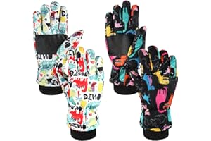 SATINIOR 2 Pairs Kids Waterproof Gloves Winter Warm Snow Gloves Boys Girls Ski Gloves Windproof for Cold Weather