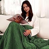 TICOO Electric Heated Blanket Full Size 72" x 84" - 5 Heat Settings & 10H Auto-Off, Microplush Flannel & Sherpa Lining, Machine Washable, Overheat Protection, Ideal Gifts for Home/Bedroom/Sofa, Green