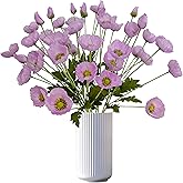 ATFL Light Purple Poppy Flowers Artificial for Wedding Decorations,12 Pcs Fake Faux Silk Poppies Bulk for Home Decor Table Centerpieces Floral Arrangement( 23.5‘’, Light Purple