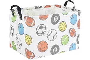 DDBASKET Sports Basket Kids Storage Basket for Boys Rectangular Baby Gift Basket Cute Toy Storage Bin Box Organizer Book Shelf Basket Sports Balls Room Decor(Sports Balls)