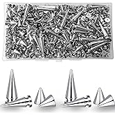 230 Sets Cone Spikes, MaehSab Metal Tree Spikes, Screwback Spike Studs Rivets for Halloween Cosplay DIY Leather Craft Decoration Punk Rock Style Clothing Accessories (Silver)