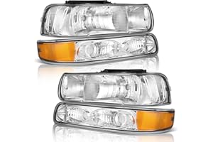WEELMOTO for 99-02 Chevy Silverado 1500 2500;for 01-02 Silverado 1500HD/2500HD/3500HD etc Headlights+Bumper Parking Turn Signal Marker Light 4PCS