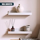 GEEZY White Floating Shelves Set of 2 30x10x5cm Modern Seamless Wall Mounts view 3