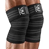 Mava Sports Knee Wraps (Pair) for Men & Women | Ideal for Cross Training, WODs, Gym Workouts, Weightlifting, Fitness & Powerlifting | Knee Straps for Squats | 72" Compression & Elastic Support