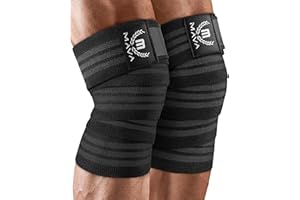 Mava Sports Knee Wraps (Pair) for Men & Women | Ideal for Cross Training, WODs, Gym Workouts, Weightlifting, Fitness & Powerlifting | Knee Straps for Squats | 72" Compression & Elastic Support