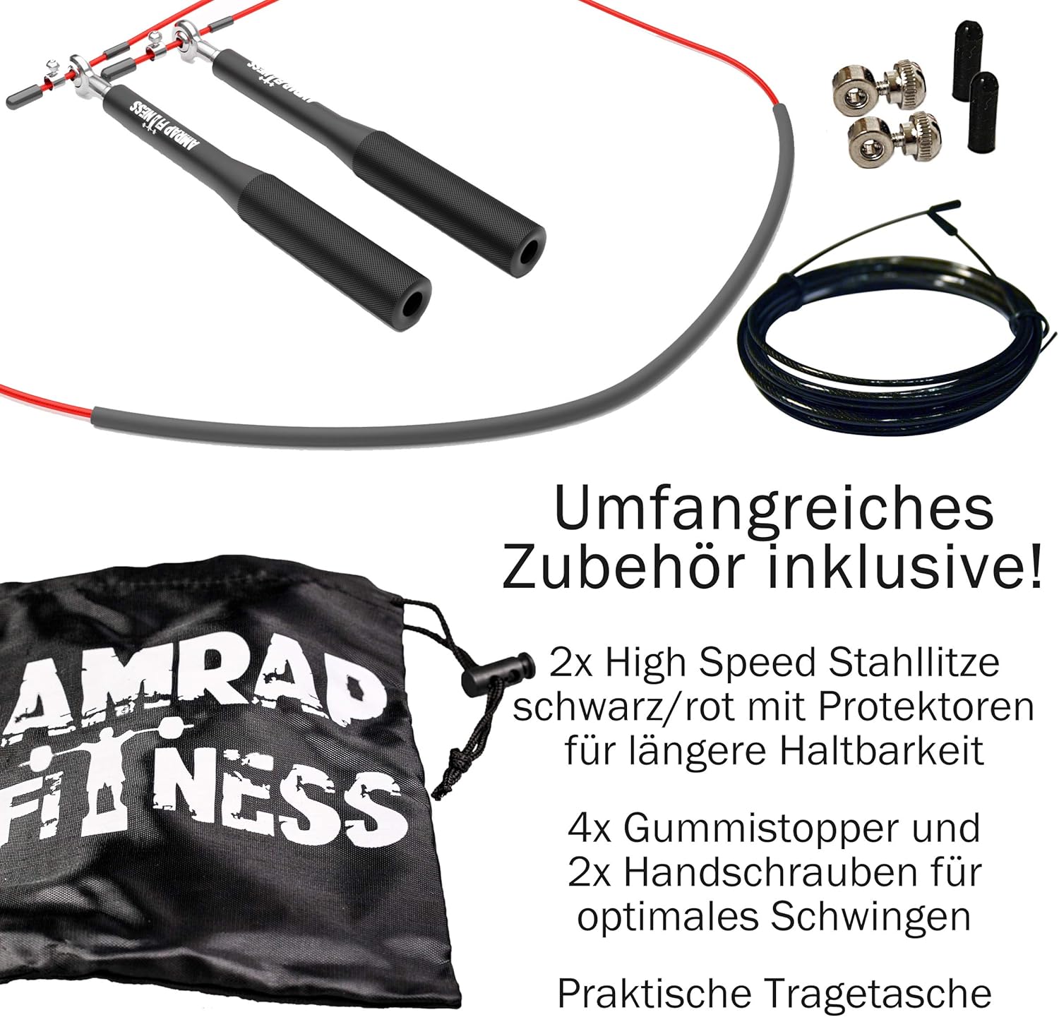 Professional high speed, steel skipping rope, with 3D ball bearing, for double-unders with a wire rope - Image 4