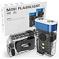 COOZAMING Rechargeable EDC Clip Keychain Flashlight, Pocket Small Mini Flashlights 500 Lumens, 10 Modes 2 Illumination Angles, USB C Charging Magnetic for Home, Emergency, Night Working, 2 Pack, Blue