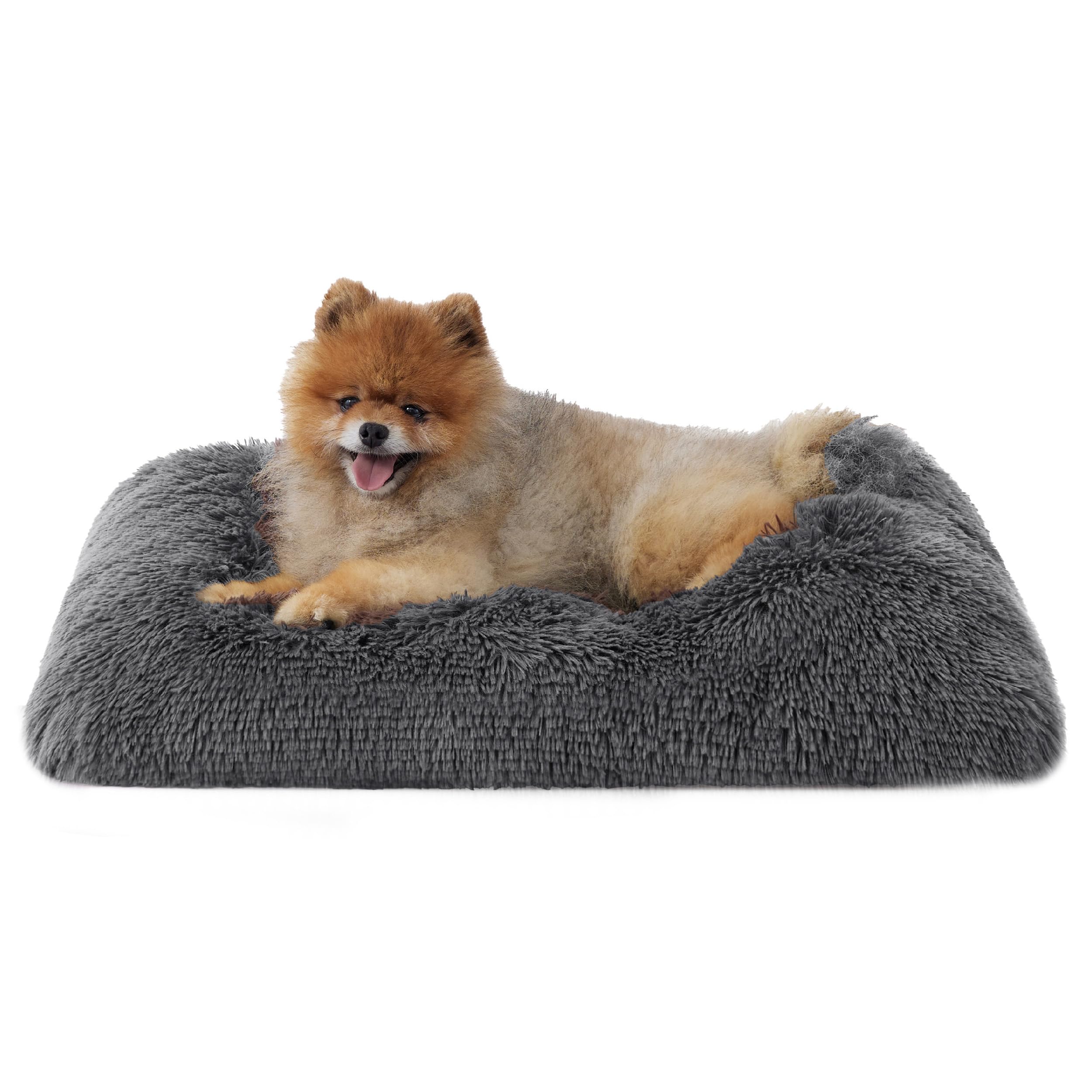 Bedsure Crate Bed - Fluffy Dog & Cat Mattress, Washable, Anti-Slip, Dark Grey, 61x45cm