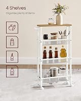 VASAGLE 4-Tier Kitchen Cart Oak White 13 cm Deep Trolley with Castors view 4