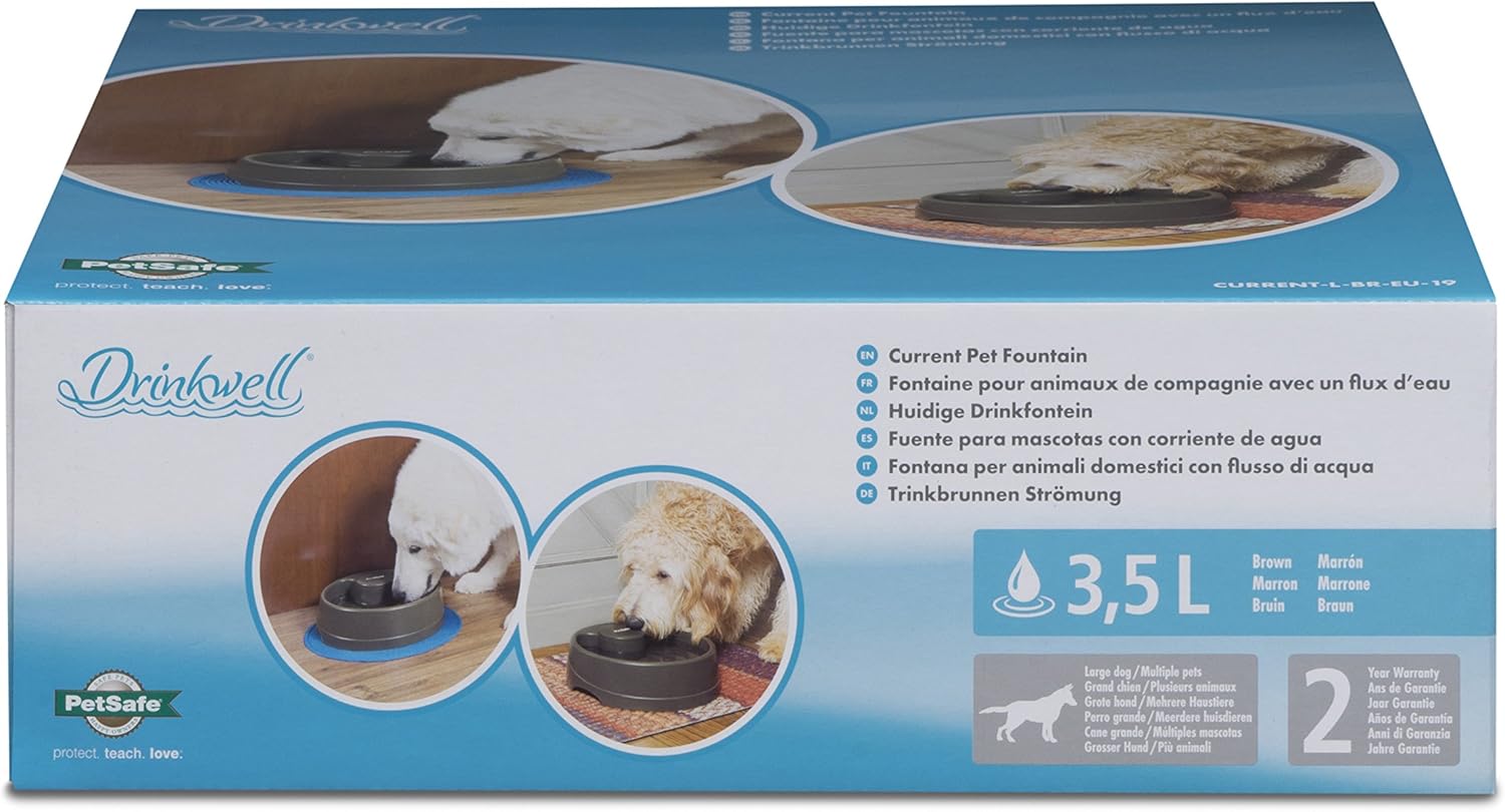 Petsafe Grande Fontaine à Eau Pour Grand Chien 35 L Current Filtre Anti Odeur Lavable Au Lave Vaisselle Plastique Sans Bpa