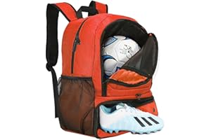 Rudmox Soccer Bag, Basketball Backpack, Sports Equipment Bag with Shoes Compartment Holds Sneak, Helmet, Basketball, Football