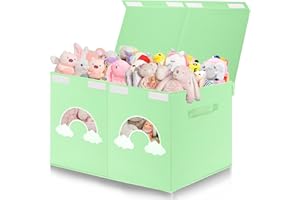 XMASORME Large Toy Box Chest,Collapsible Sturdy Storage Bins with Lids,Large Kids Toy Storage Organizer Boxes Baskets for Kids,Boys,Girls,Toddler,Nursery Room,Playroom(Green Cloud)