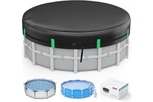 LXKCKJ 18 Ft Round Pool Cover, Solar Pool Covers for Above Ground Pools, Winter Pool Cover Protector with Drawstring Design Increase Stability, PE Tarp Ideal for Waterproof and Dustproof (Black)
