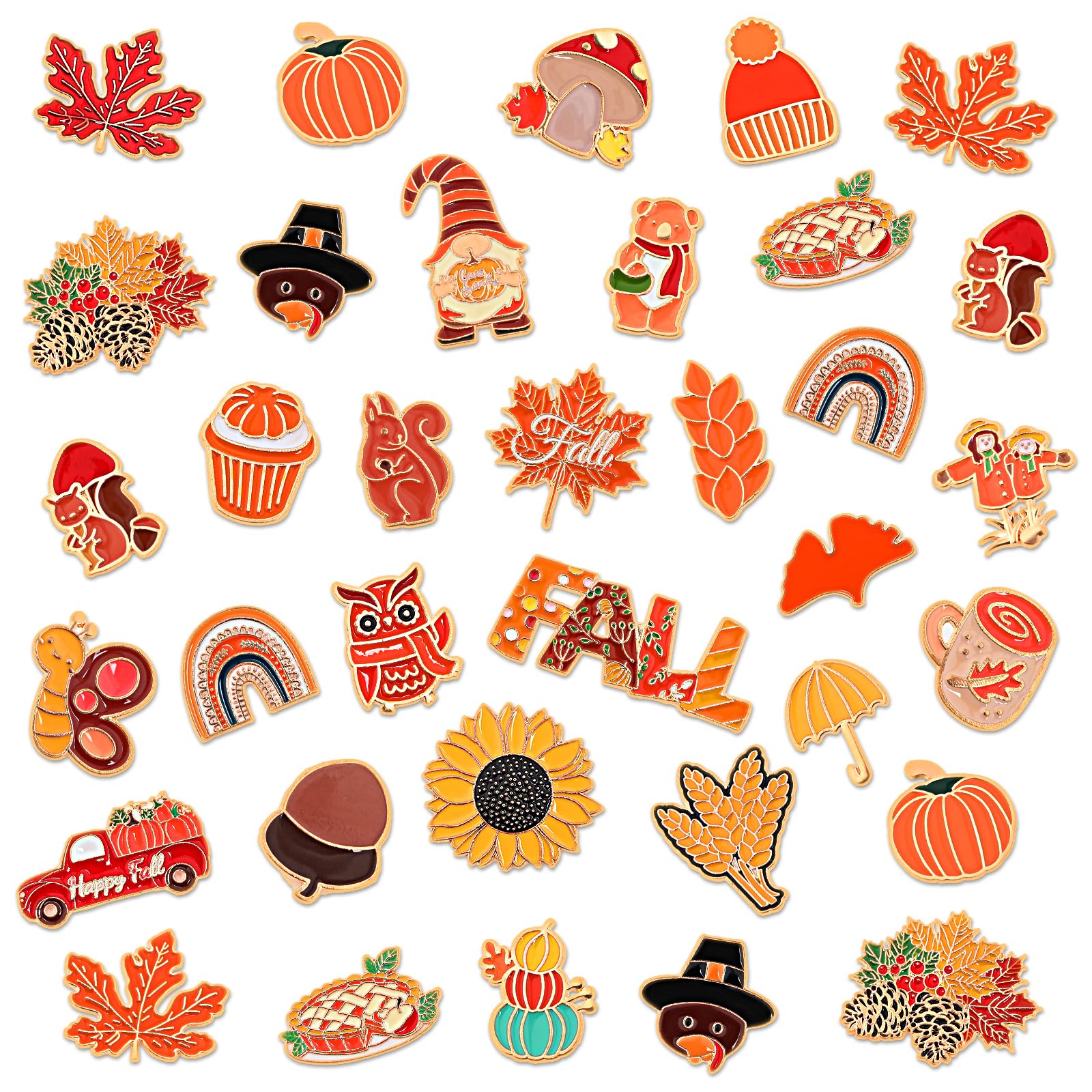 SANNIX 60Pcs Fall Pins, Autumn Enamel Pins Bulk
