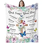 Tuniaops Christian Gifts for Women Blanket 60"x50" - Inspirational Religious Birthday Catholic Spiritual & Baptism Confirmation Gifts for Girls