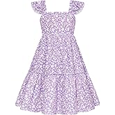 GRACE KARIN Girls Floral Dress Tie Back Flutter Sleeves Casual Summer Dress for 5-12Y
