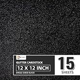Simetufy 15 Sheets Black Glitter Cardstock, 12" x 12" Card Stock for Crafts | Black Glitter Paper for Cricut, DIY Projects, S