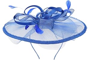 Ciieeo Fascinator Hat Royal Blue Floral Mesh Headband Sturdy Mesh Headdress for Bridal and Party Women