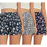 VENTELAN 3 Pack Womens Ultra-Soft Pajama Shorts Adjustable Waistband Sleepwear(Available in Plus Size) S-XXL