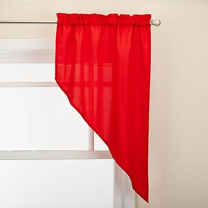 Lorraine Home Fashions Ribcord Window Curtain Tailored Swag, 54 x 38, Red