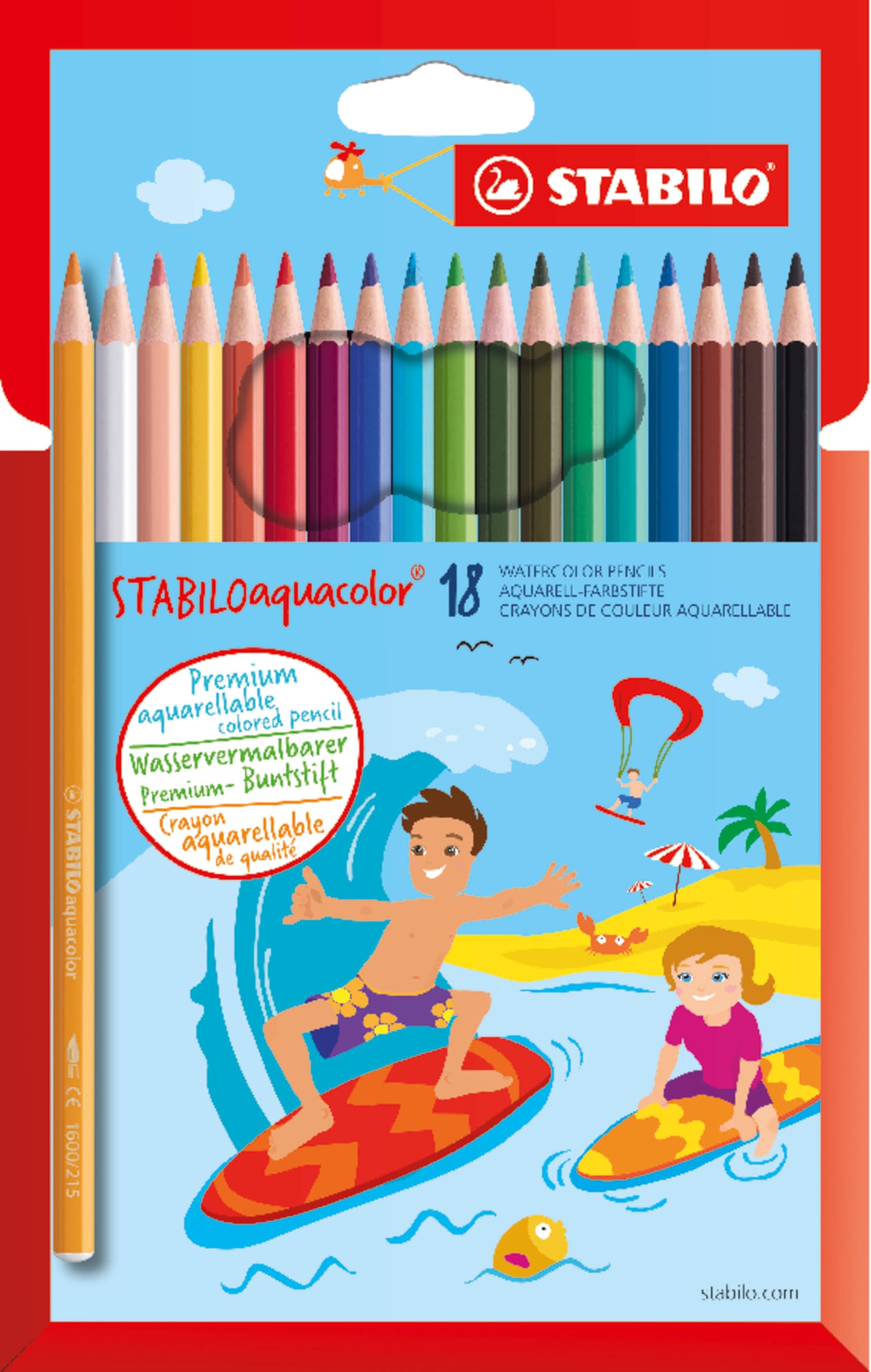 STABILO Colouring Pencil - STABILOaquacolor - Wallet of 18 - Assorted Colours