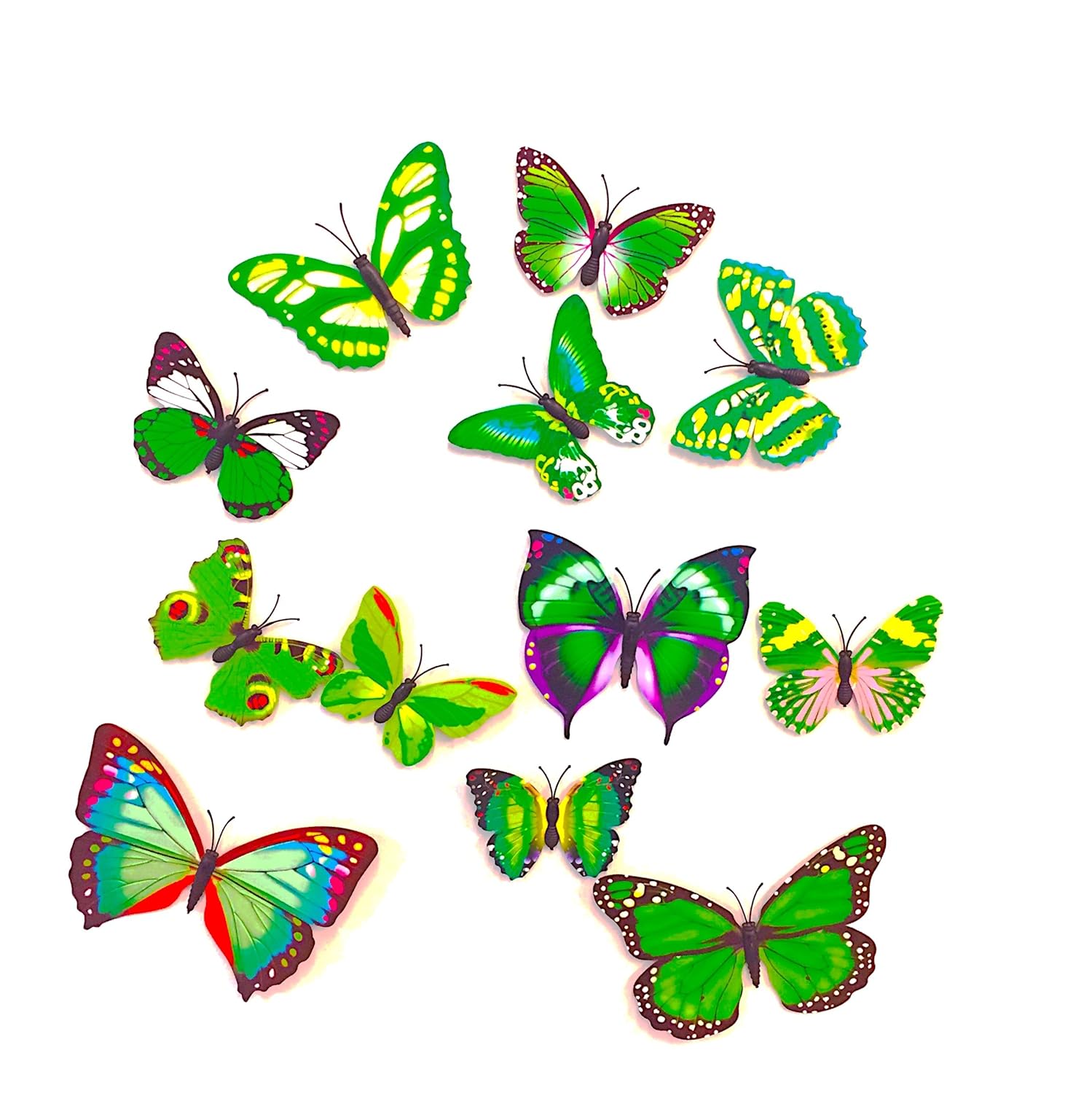 12 Mariposas en 3d imanes para la nevera o pared pegatinas, Verde ...