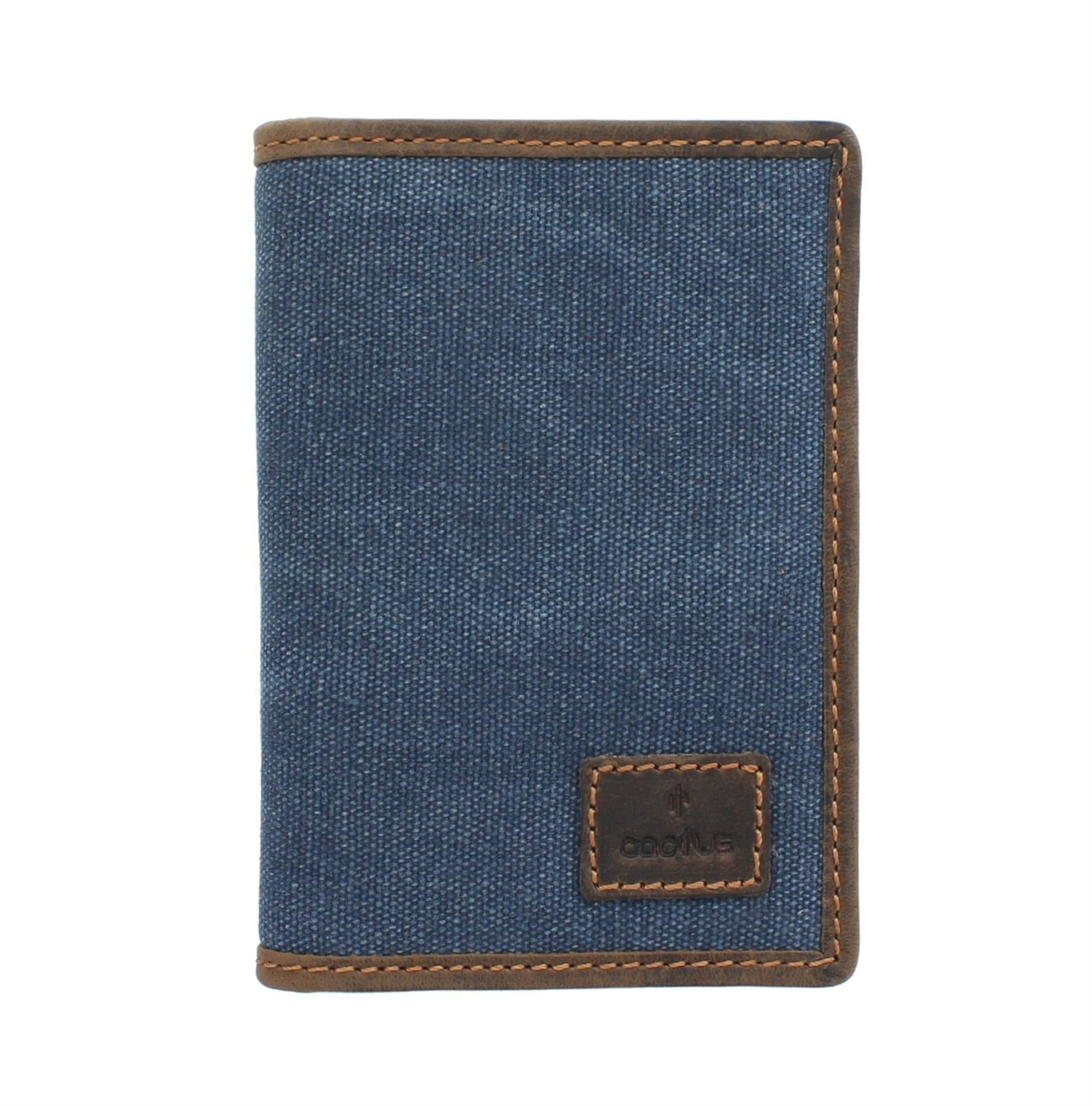 Cactus Mala Canvas/Leather Passport Holder with RFID Protection 216_81 Denim