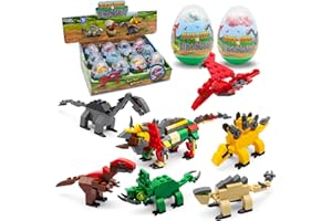 MING YOU 12pcs Dinosaur Eggs with Dinosaurs Building Blocks, Egg Surprise Toys for Easter Basket Stuffers,Kids Activities Toy - Toys for 3+ Year Olds Boys Girls