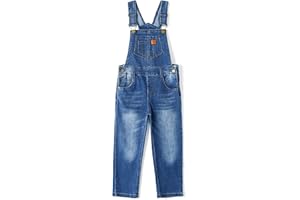 KIDSCOOL SPACE Girls Denim Overalls, Bibs Washed Stretchy Jeans Jumpsuit