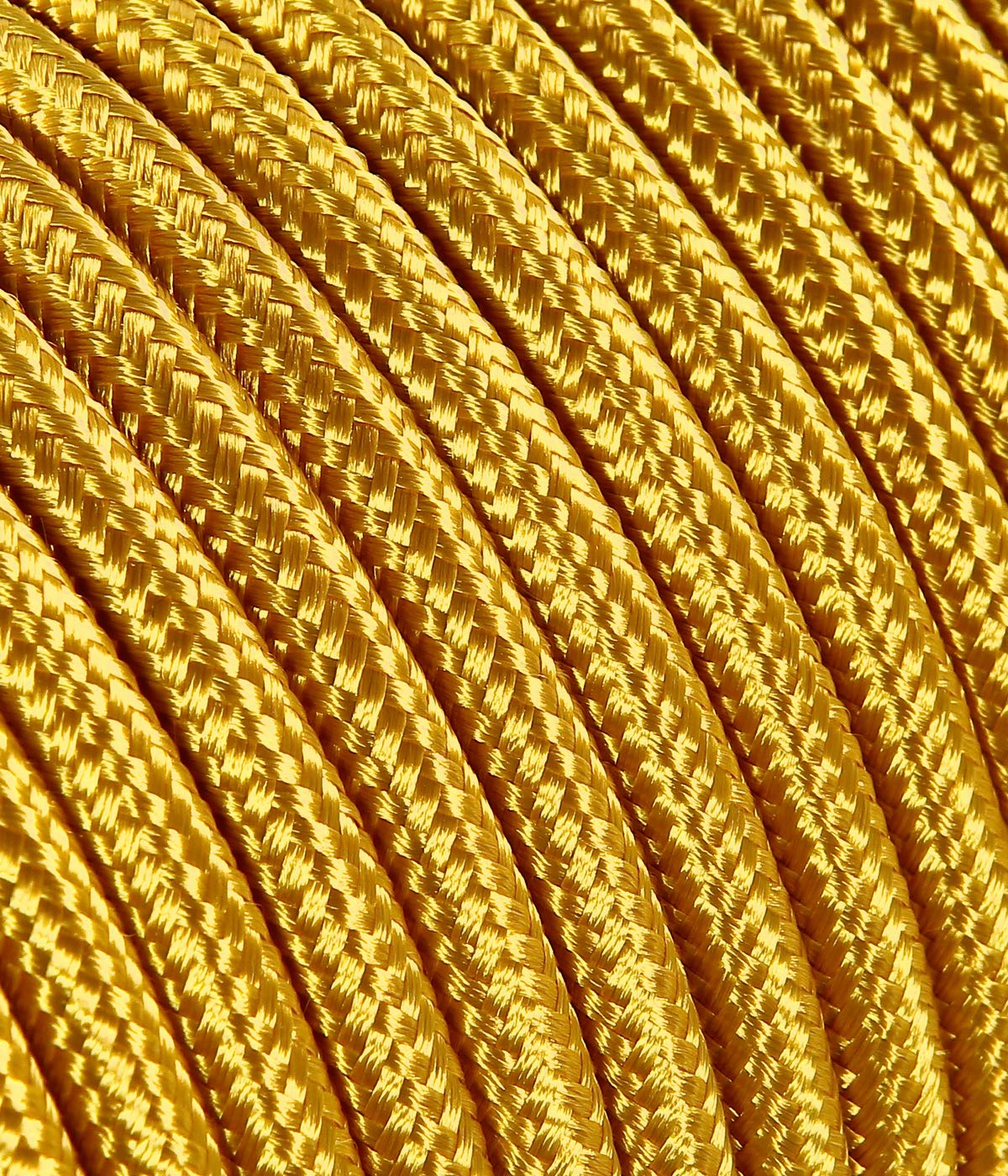 Electric Cable Round/Round Upholstered in Fabric. Gold. Section 3 x 0.75