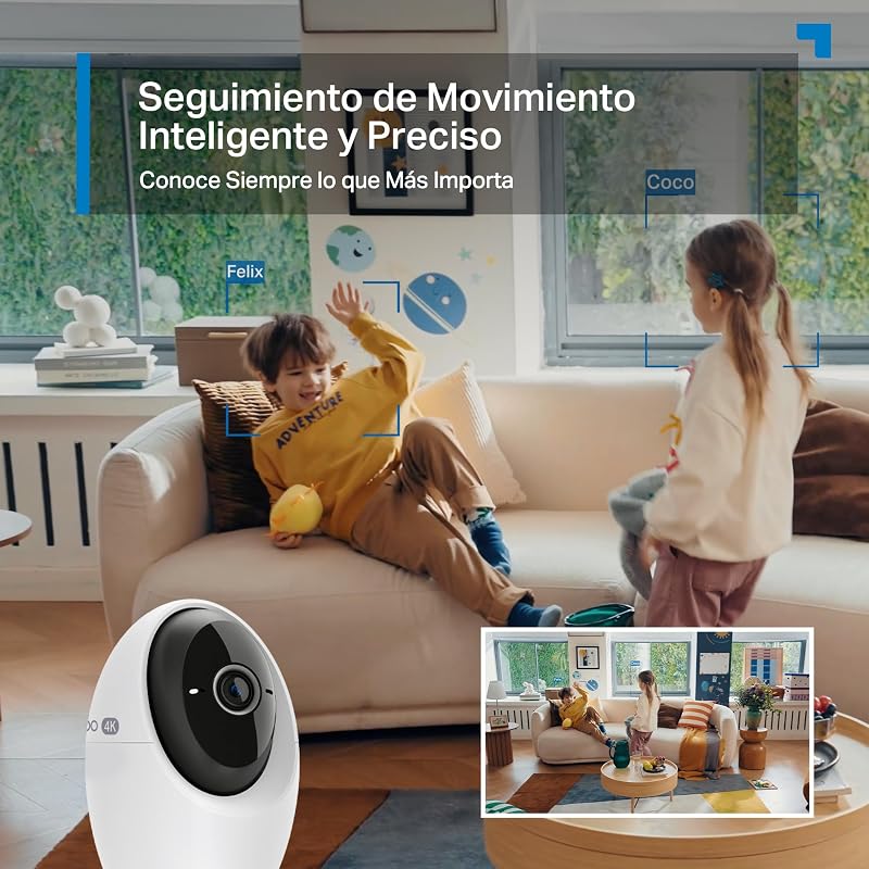 C260 - Câmera de vigilância WiFi interna, Segurança doméstica, 4K 8MP 360°, Deteção de IA, Gravação local / em nuvem, privacidade física, Zoom de 18x, Rastreamento, Áudio bidirecional, microSD