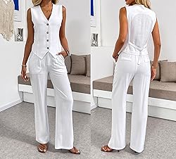 heipeiwa Women's Linen Casual High Waist Wide Leg