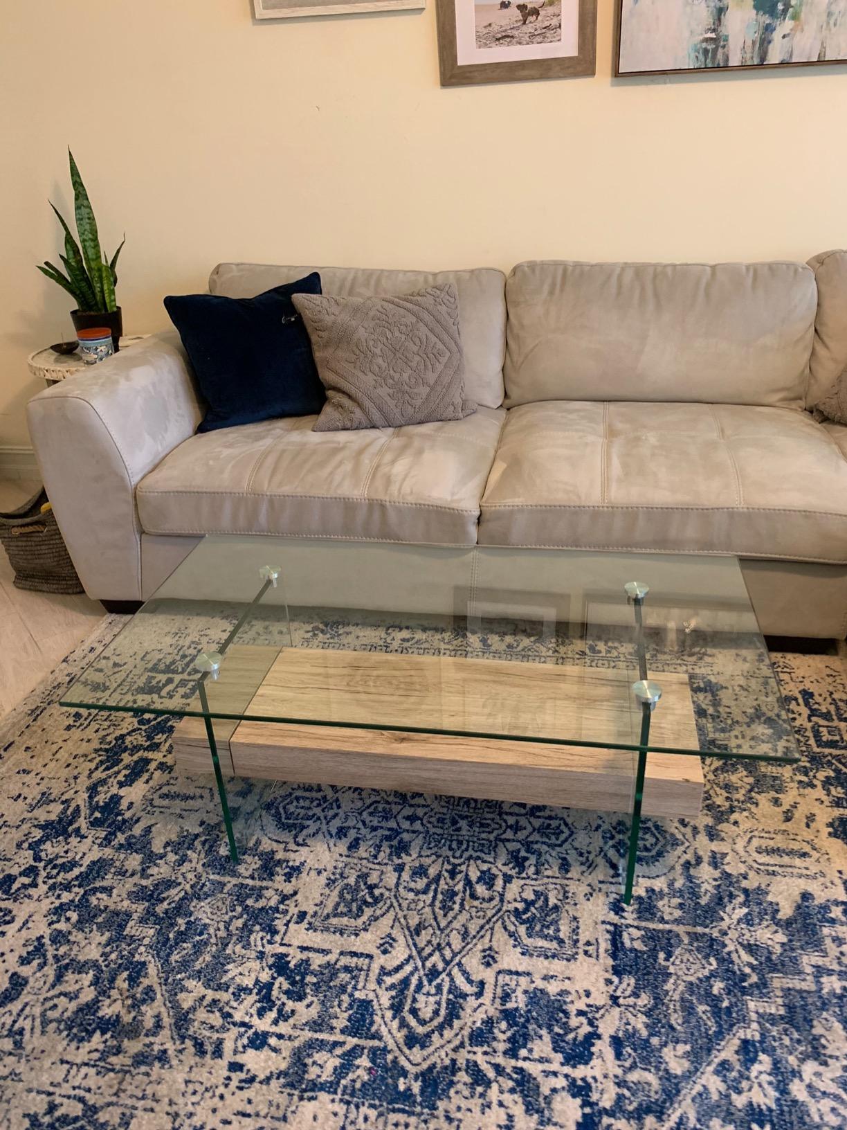 $40/mo - Finance Safavieh Home Kayley Natural and Glass Coffee Table