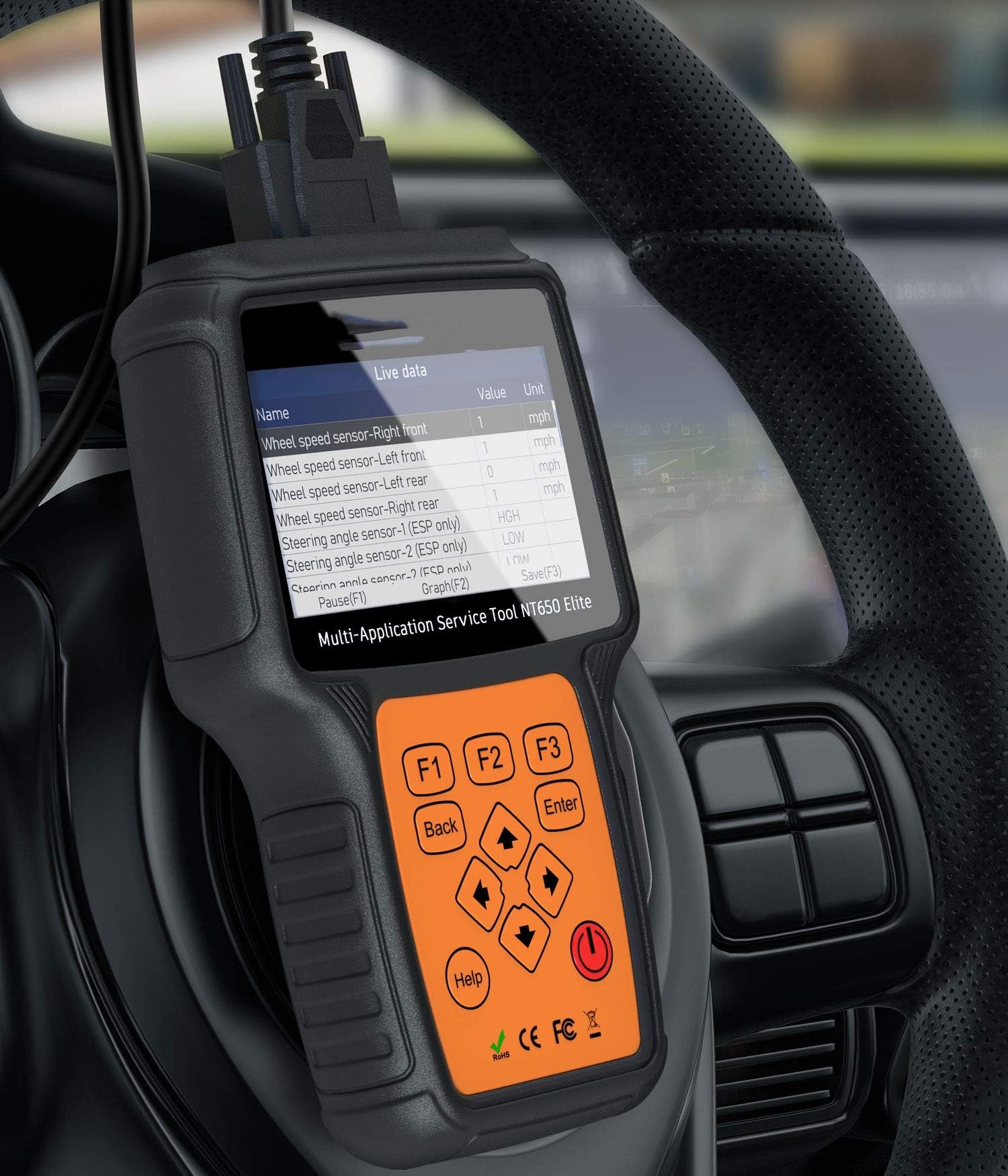 SHIJING NT650 Elite OBD2 diagnostic tool ABS airbag SAS EPB oil DPF 16 types of reset function code reader scanner car OBDII ODB2