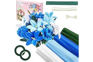 SHIFANQI 400pcs Pipe Cleaners for Craft Flowers, Pipe Cleaner Flower Kit for Tulip Bouquet, Stems, Floral Tape & Ribbon for D