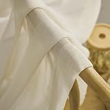 Home Brilliant Short Linen Look Sheer Curtains 2 Panels 54x45 Inch view 5