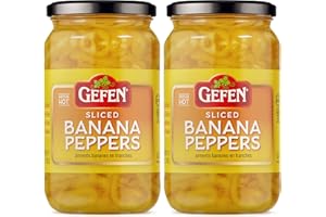 Gefen Deli Sliced Banana Pepper Rings, 16oz (2 Pack) | Mild Heat Hot Pepper Rings | No Stems | Perfect for Sandwiches, Salads, Nachos, and Delectable Appetizers | Certified Kosher