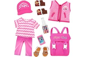 AK KYC 10 PCS Doll Accessories Set for 18 inch Dolls Accessories and Clothes Included 5 Pcs Clothes and Shoes Backpack and Ac