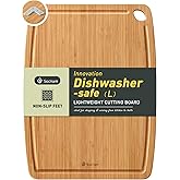 Lightweight Durable Bamboo Cutting Board with Non-Slip Feet, Non Toxic Wooden Cutting Board for Kitchen Heat-Resistant Chopping & Charcuterie Board with Juice Groove Kitchen Essentials for Meat