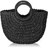 Frienda Straw Tote Bag Summer Beach Bag Handmade Straw Rattan Woven Handbag for Women Travel
