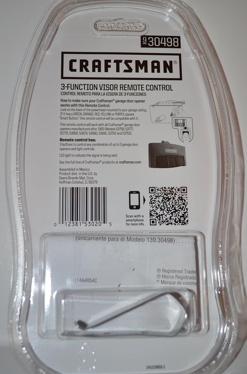 Craftsman Garage Door Opener 3 Function Visor Remote Control 30498 Dandk Organizer