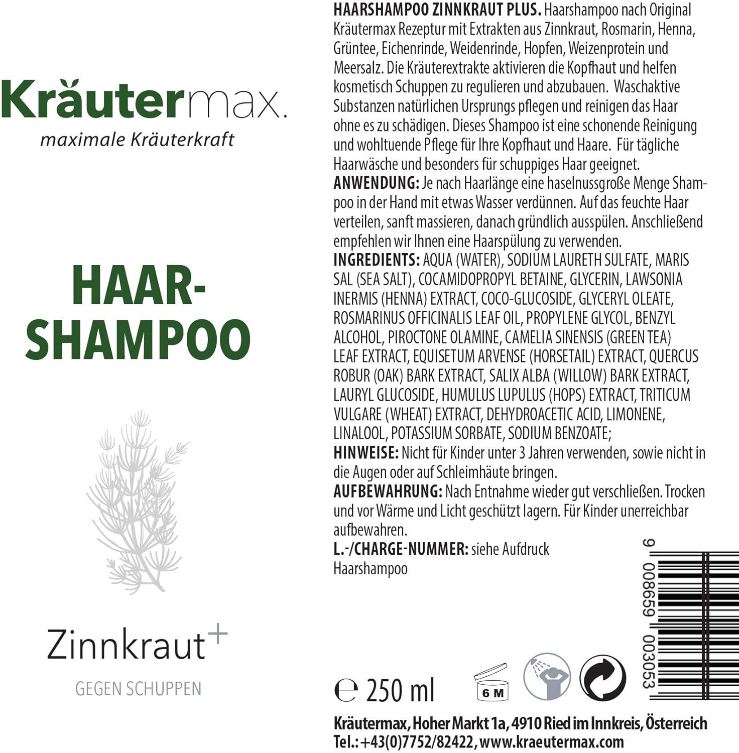 Horsetail Shampoo Anti-Dandruff Hair Shampoo 1 x 250 ml, brown, 250 ml (Pack of 1) - Image 3