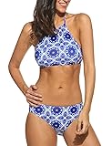 Ekouaer Womens Forest Leaves Printing High Neck
