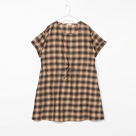 Amazon サマンサモスモス Sm2 インド綿チェックワンピース ベージュ M ワンピース チュニック 通販